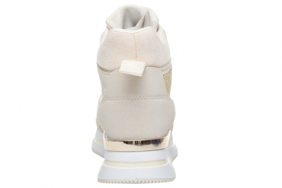 Γυναικεία Μπεζ Μποτάκια Δίσολα Sneakers Με Χρυσές Λεπτομέρειες