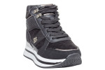 Γυναικεία Μαύρα Μποτάκια Δίσολα Sneakers Με Ασημί Λεπτομέρειες