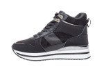 Γυναικεία Μαύρα Μποτάκια Δίσολα Sneakers Με Ασημί Λεπτομέρειες