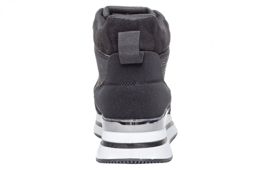 Γυναικεία Μαύρα Μποτάκια Δίσολα Sneakers Με Ασημί Λεπτομέρειες