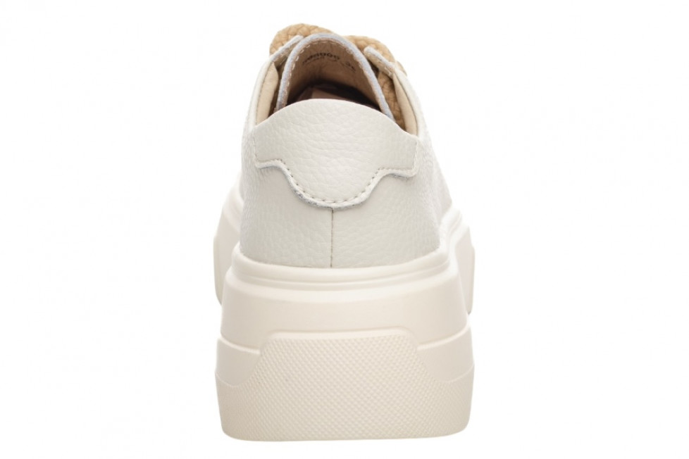 Γυναικεία Μπεζ Δερμάτινα Sneakers Με Ψηλή Σόλα