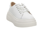 Γυναικεία Λευκά Δερμάτινα Sneakers Με Ψηλή Σόλα
