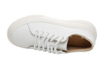 Γυναικεία Λευκά Δερμάτινα Sneakers Με Ψηλή Σόλα