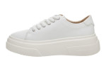 Γυναικεία Λευκά Δερμάτινα Sneakers Με Ψηλή Σόλα
