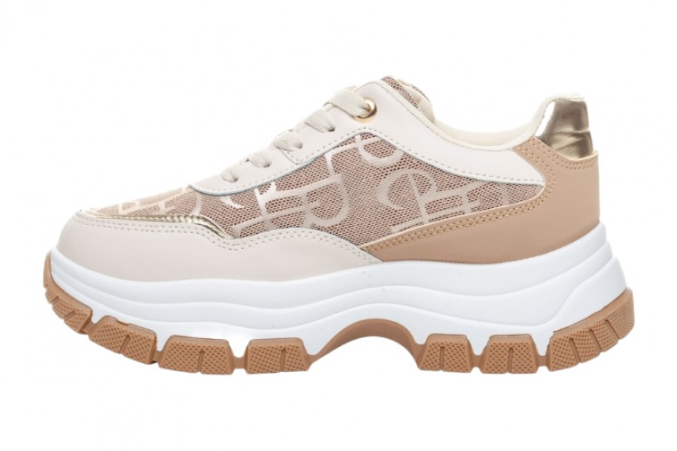 Γυναικεία Μπεζ Sneakers Με Ψηλή Σόλα