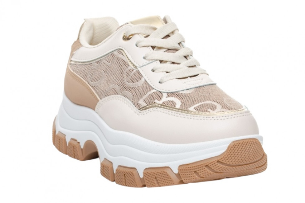 Γυναικεία Μπεζ Sneakers Με Ψηλή Σόλα