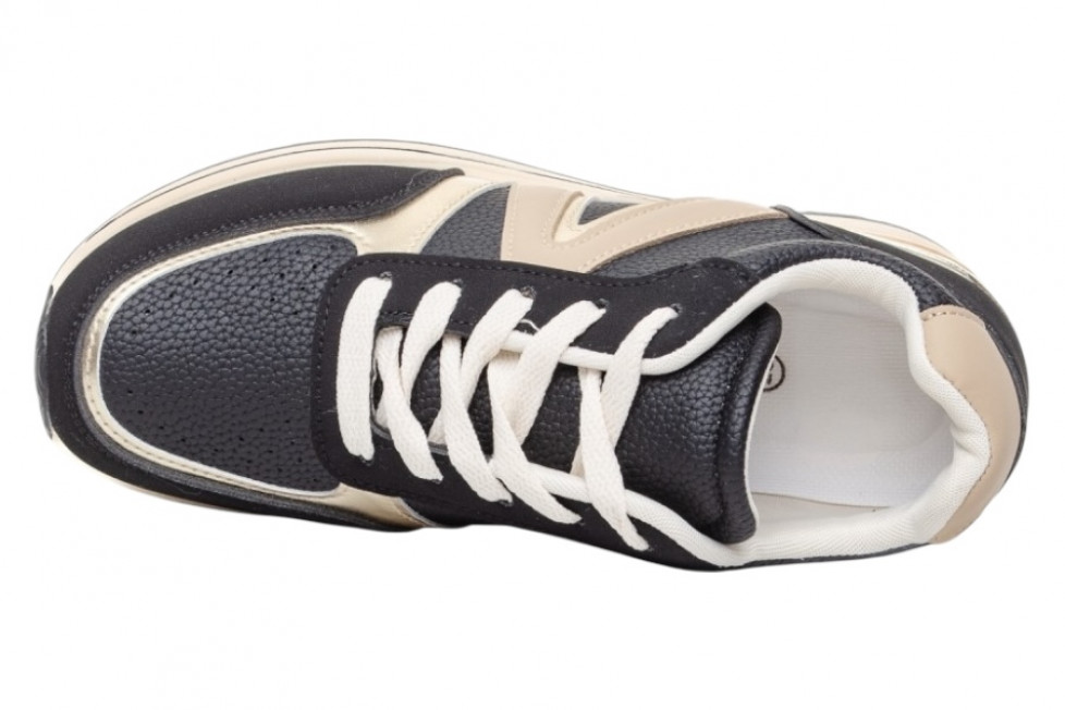 Γυναικεία Μαύρα Sneakers Με Πλατφόρμα Και Χρυσές Λεπτομέρειες