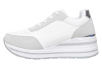 Γυναικεία Λευκά Sneakers Με Πλατφόρμα Και Ασημί Λεπτομέρειες