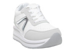 Γυναικεία Λευκά Sneakers Με Πλατφόρμα Και Ασημί Λεπτομέρειες