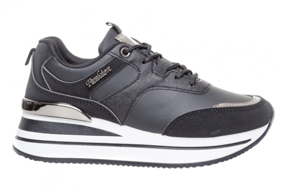 Γυναικεία Μαύρα Sneakers Με Ασημί Λεπτομέρειες
