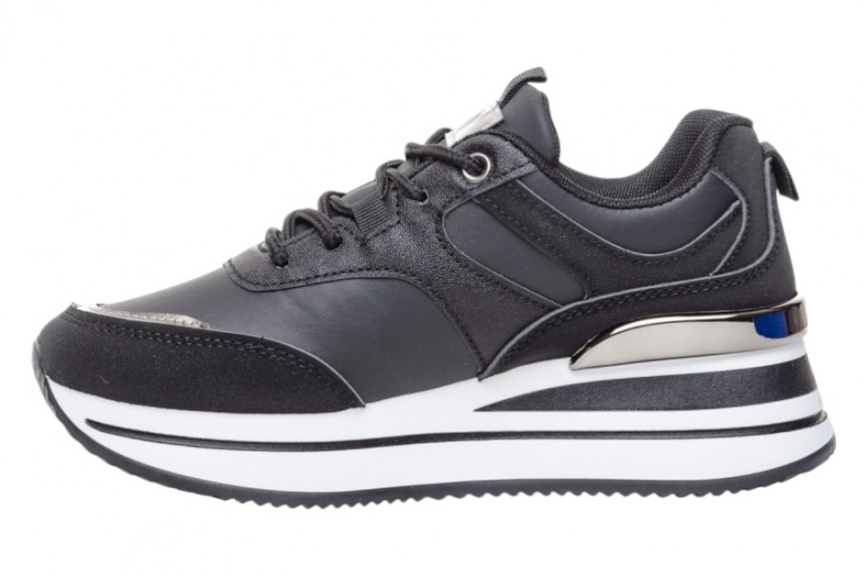 Γυναικεία Μαύρα Sneakers Με Ασημί Λεπτομέρειες