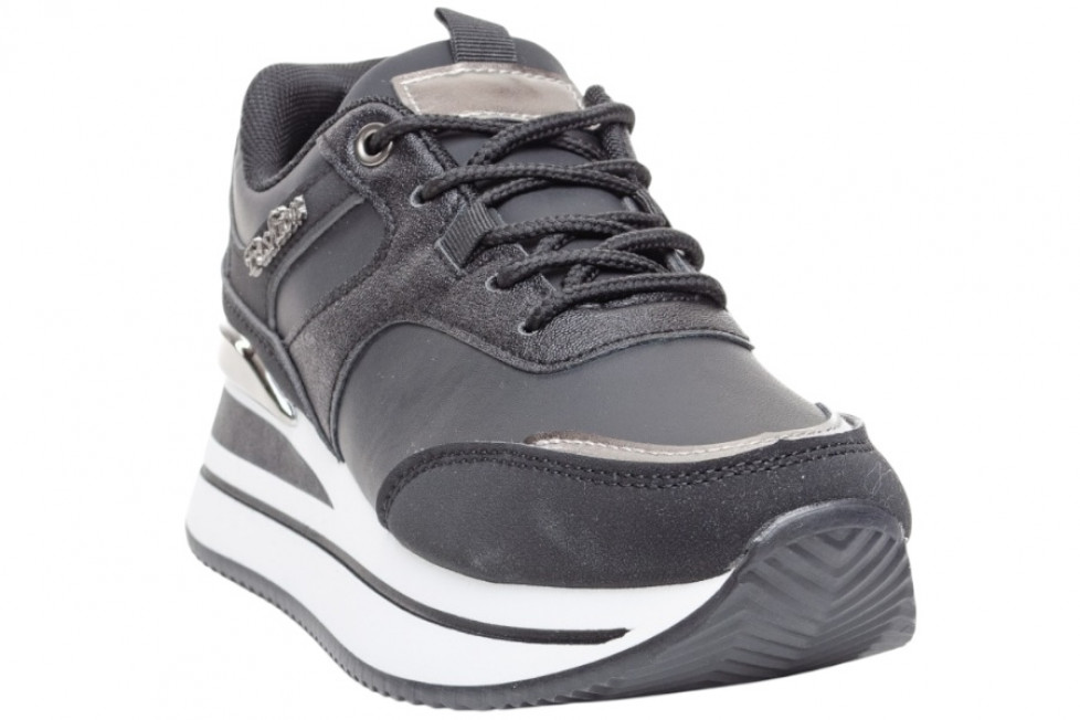 Γυναικεία Μαύρα Sneakers Με Ασημί Λεπτομέρειες
