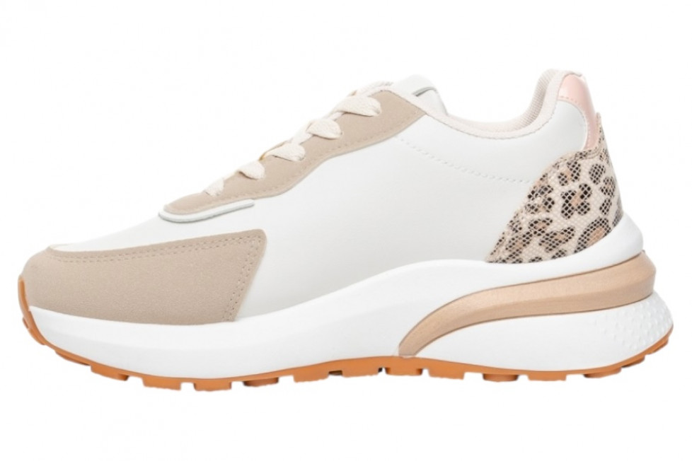 Γυναικεία Μπεζ Sneakers Με Πλατφόρμα Και Print Λεπτομέρειες
