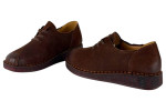 Γυναικεία Καφέ Nubuck Δερμάτινα Ανατομικά Παπούτσια Με Κορδόνια