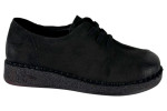 Γυναικεία Μαύρα Nubuck Δερμάτινα Ανατομικά Παπούτσια Με Κορδόνια Σε Μεγάλα Νούμερα