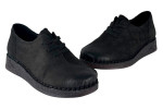 Γυναικεία Μαύρα Nubuck Δερμάτινα Ανατομικά Παπούτσια Με Κορδόνια Σε Μεγάλα Νούμερα