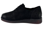 Γυναικεία Μαύρα Nubuck Δερμάτινα Ανατομικά Παπούτσια Με Κορδόνια Σε Μεγάλα Νούμερα