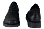 Γυναικεία Μαύρα Nubuck Δερμάτινα Ανατομικά Παπούτσια Με Κορδόνια Σε Μεγάλα Νούμερα