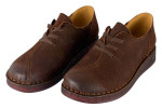 Γυναικεία Καφέ Nubuck Δερμάτινα Ανατομικά Παπούτσια Με Κορδόνια Σε Μεγάλα Νούμερα