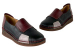 Γυναικεία Μαύρα Δερμάτινα Slip On Ανατομικά Παπούτσια Σε Συνδυασμό Υπέροχων Χρωμάτων