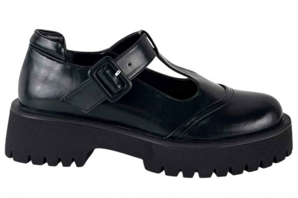 Γυναικεία Μαύρα loafers Chunky Με Μπαρέτα