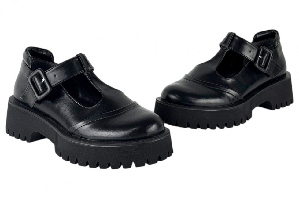 Γυναικεία Μαύρα loafers Chunky Με Μπαρέτα