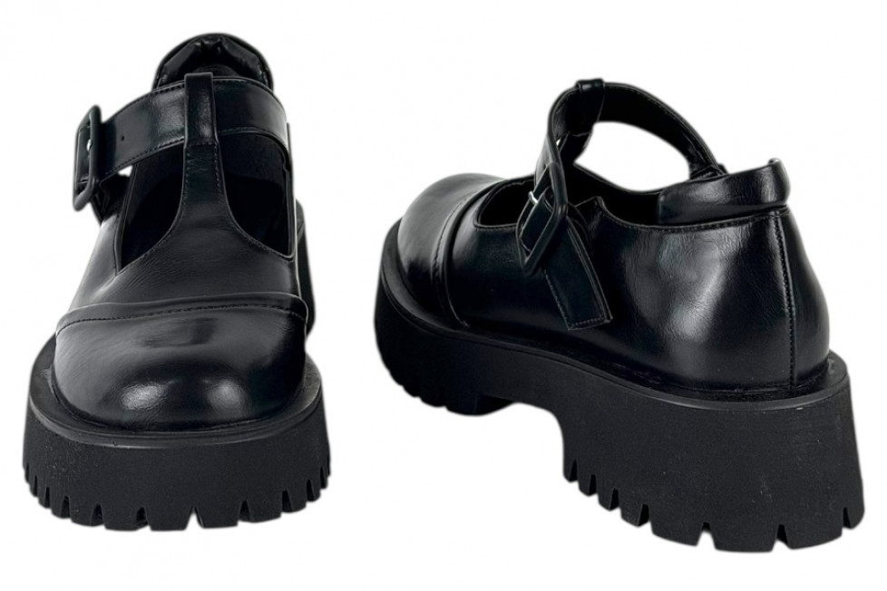 Γυναικεία Μαύρα loafers Chunky Με Μπαρέτα