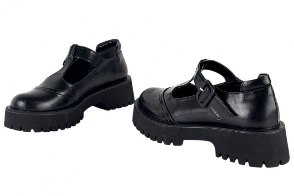 Γυναικεία Μαύρα loafers Chunky Με Μπαρέτα