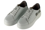 Γυναικεία Λευκά Δερμάτινα Sneakers Δίσολα Με Εντυπωσιακό Αξεσουάρ