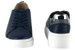 Γυναικεία Μπλε Δερμάτινα Sneakers Με Ασημί Λεπτομέρεια