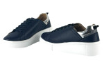 Γυναικεία Μπλε Δερμάτινα Sneakers Με Ασημί Λεπτομέρεια