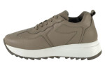 Γυναικεία Γκρι Δερμάτινα Ανατομικά Sneakers Με Ψηλή Σόλα