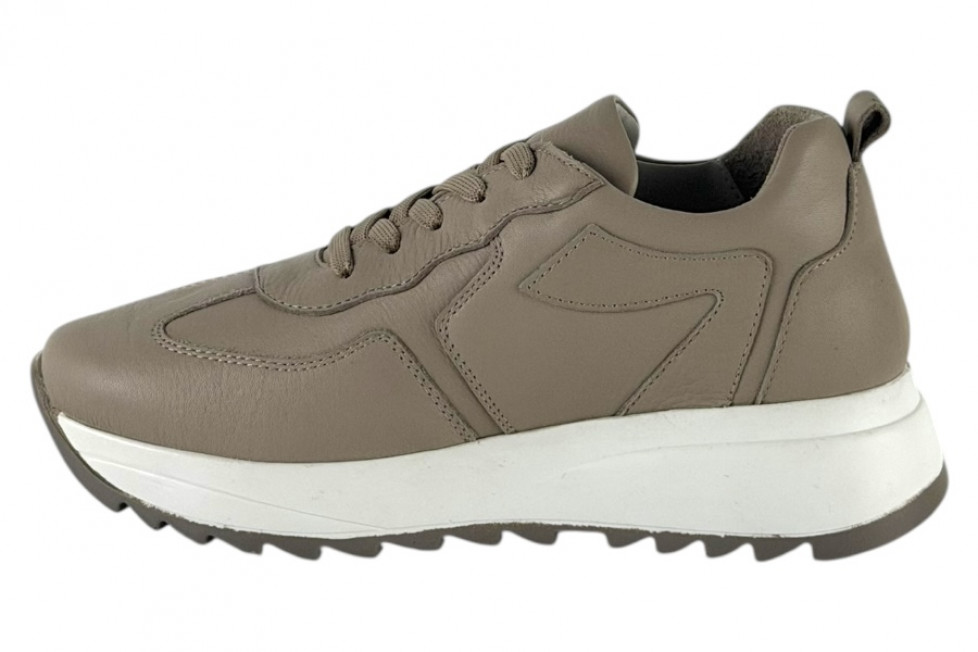 Γυναικεία Γκρι Δερμάτινα Ανατομικά Sneakers Με Ψηλή Σόλα