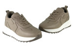 Γυναικεία Γκρι Δερμάτινα Ανατομικά Sneakers Με Ψηλή Σόλα