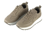 Γυναικεία Γκρι Δερμάτινα Ανατομικά Sneakers Με Ψηλή Σόλα