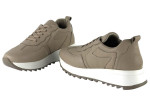 Γυναικεία Γκρι Δερμάτινα Ανατομικά Sneakers Με Ψηλή Σόλα