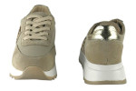 Γυναικεία Μπεζ Δερμάτινα Ανατομικά Sneakers Με Χρυσές Λεπτομέρειες