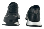 Γυναικεία Μαύρα Δερμάτινα Ανατομικά Sneakers Με Ασημί Λεπτομέρειες