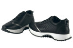 Γυναικεία Μαύρα Δερμάτινα Ανατομικά Sneakers Με Ασημί Λεπτομέρειες