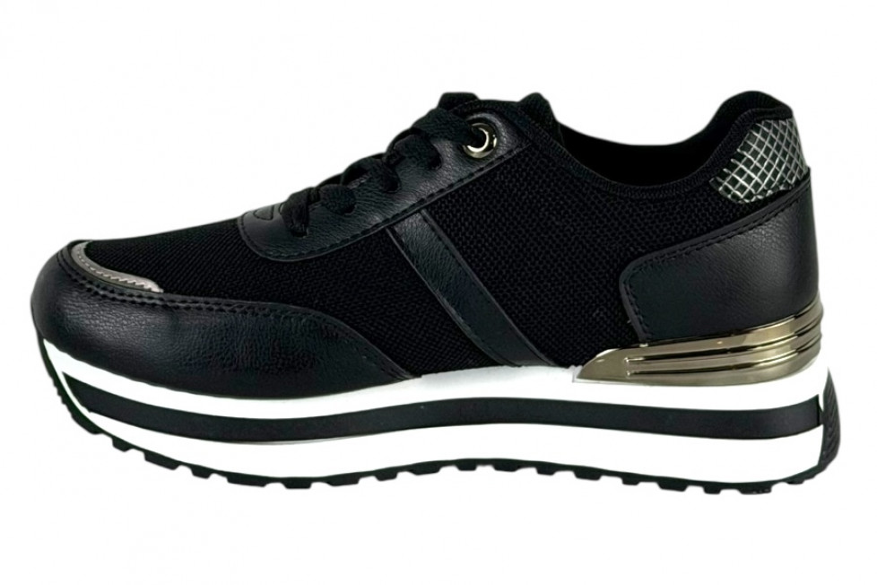 Γυναικεία Μαύρα Sneakers Με Ασημί Λεπτομέρειες