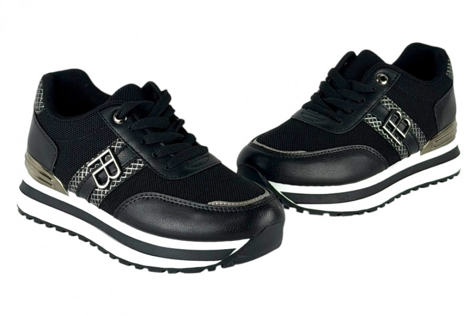 Γυναικεία Μαύρα Sneakers Με Ασημί Λεπτομέρειες