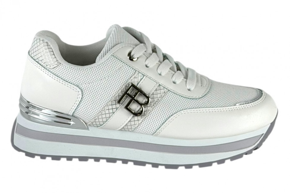 Γυναικεία Λευκά Sneakers Με Ασημί Λεπτομέρειες