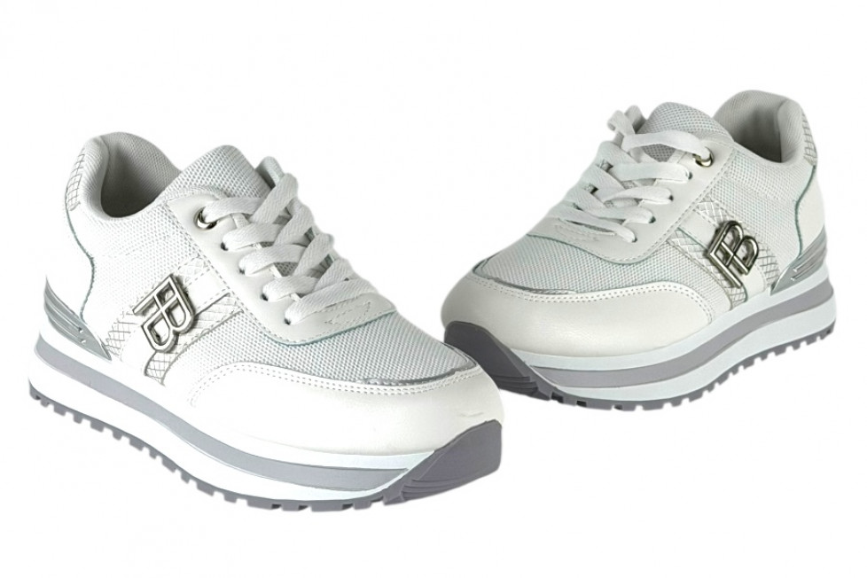 Γυναικεία Λευκά Sneakers Με Ασημί Λεπτομέρειες