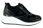 Γυναικεία Μαύρα Sneakers Με Ψηλή Πλατφόρμα Και Ασημί Λεπτομέρειες