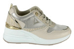 Γυναικεία Μπεζ Sneakers Με Ψηλή Πλατφόρμα Και Χρυσές Λεπτομέρειες