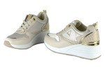 Γυναικεία Μπεζ Sneakers Με Ψηλή Πλατφόρμα Και Χρυσές Λεπτομέρειες