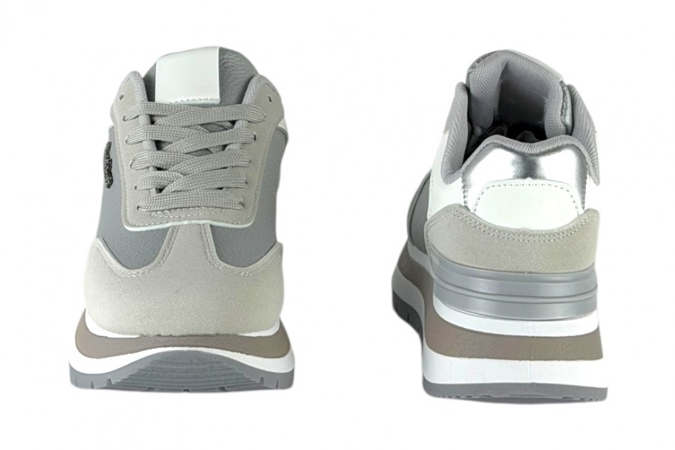 Γυναικεία Ασημί Sneakers Με Ψηλή Σόλα