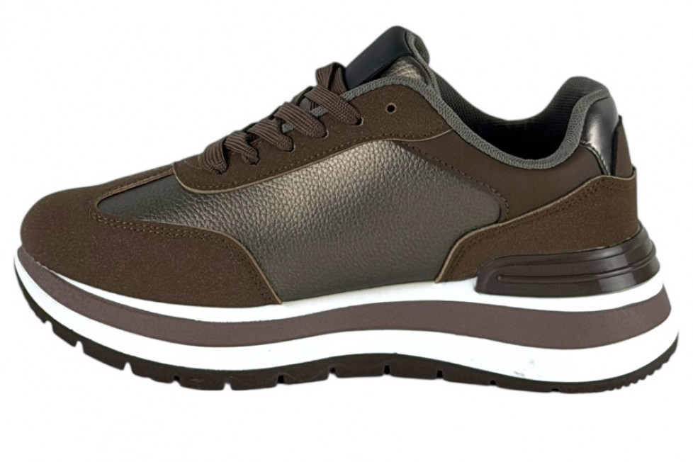 Γυναικεία Καφέ Sneakers Με Ψηλή Σόλα