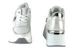 Γυναικεία Λευκά Sneakers Με Ψηλή Πλατφόρμα Και Ασημί Λεπτομέρειες