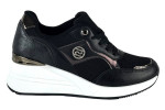Γυναικεία Μαύρα Sneakers Με Ψηλή Πλατφόρμα Και Ασημί Λεπτομέρειες